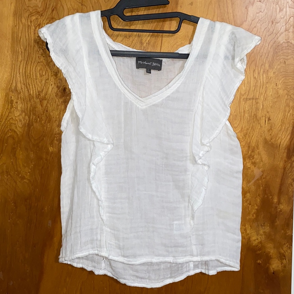 Michael Stars White Sleeveless Gauze Top